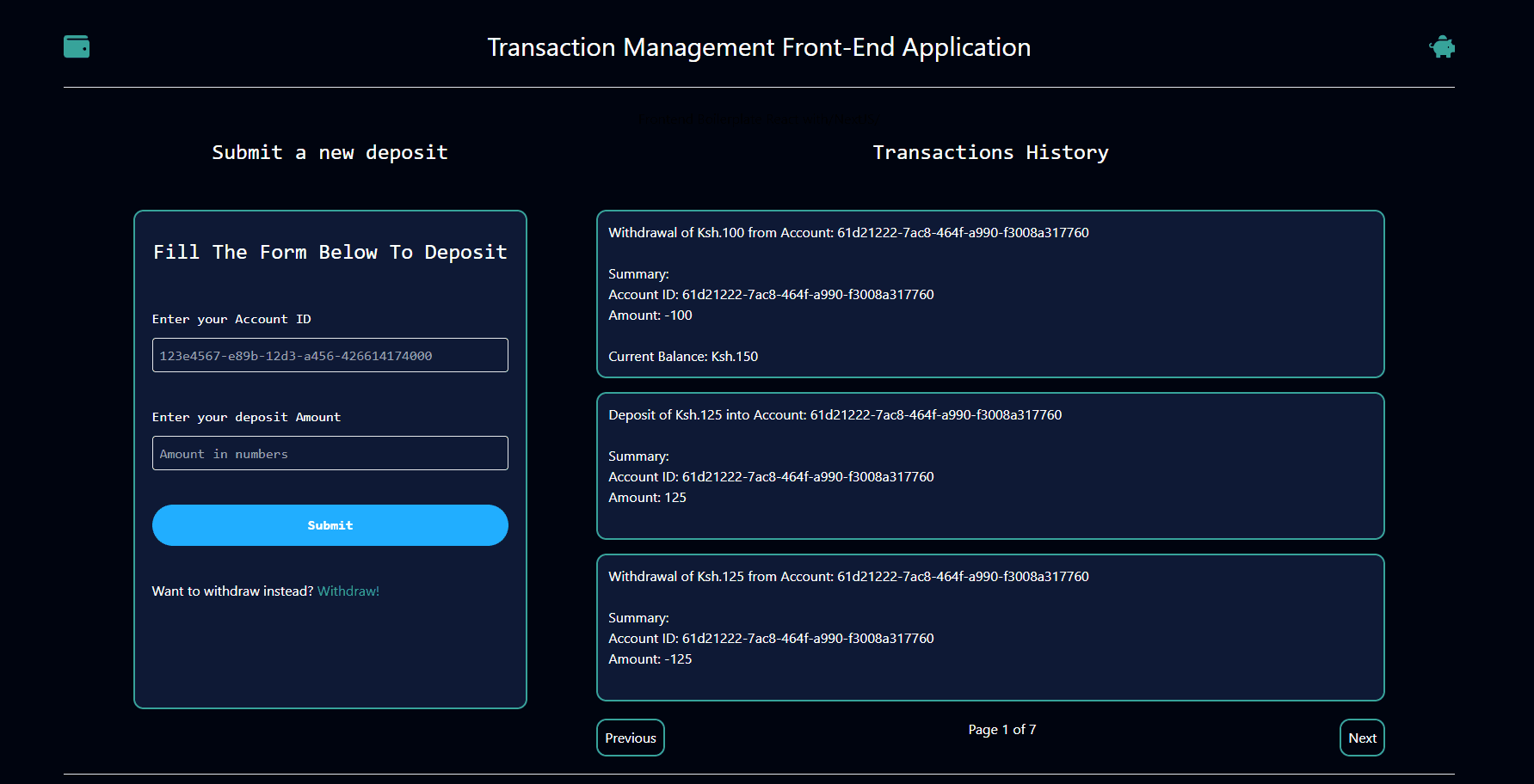 Transaction Management System. NextJS